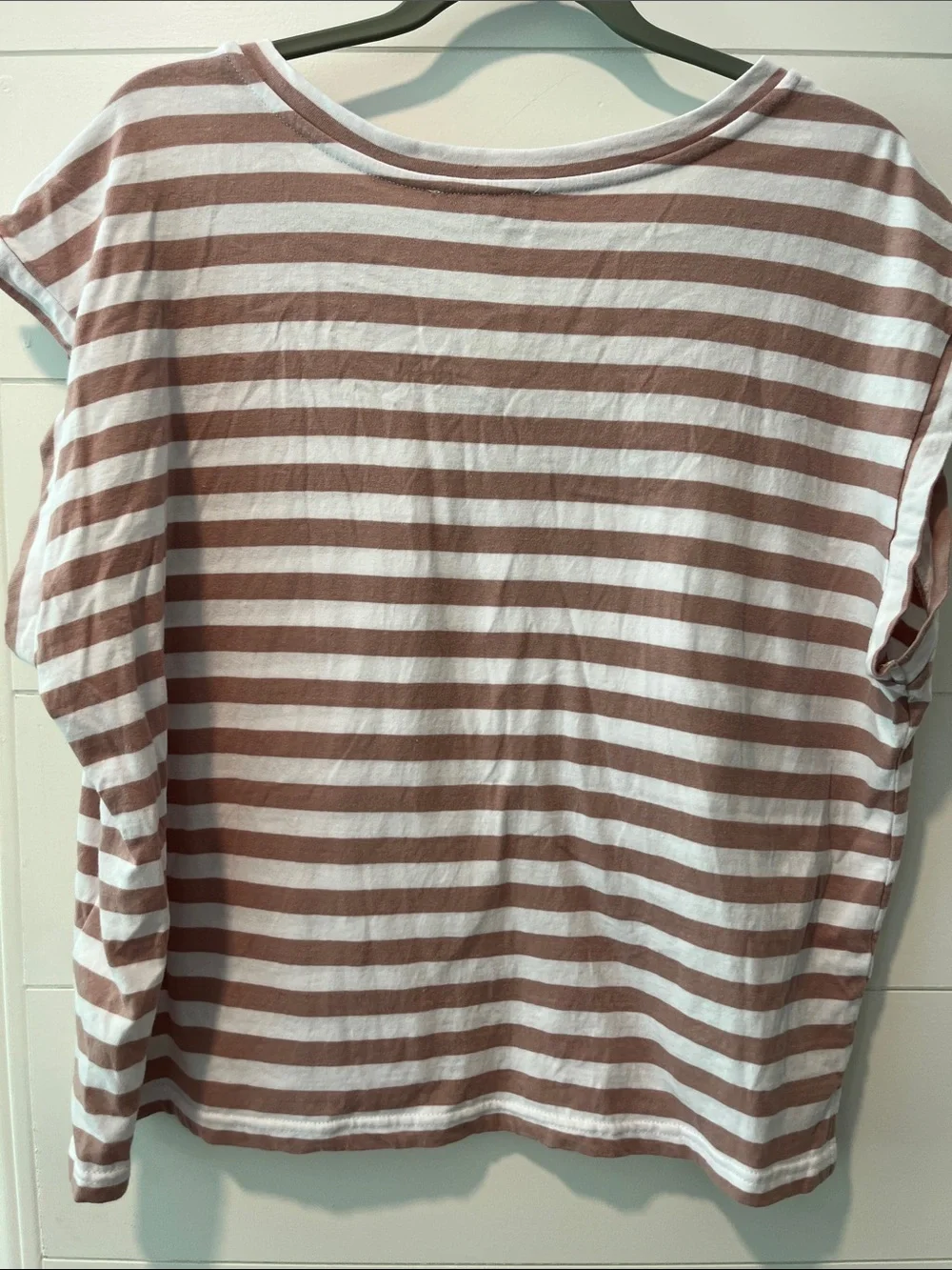 Farmers Market Pink & White Striped V-Neck Tee